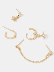 Accessorize Plated 5-Pack 14ct Mixed Chain Star Earrings - Imaginea 2 din 2