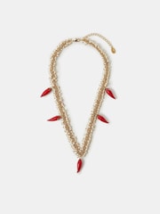 Accessorize Red Statement Chilli Bead Necklace - Image 1 of 3