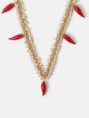 Accessorize Red Statement Chilli Bead Necklace - Image 2 of 3