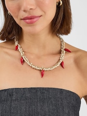 Accessorize Red Statement Chilli Bead Necklace - Image 3 of 3