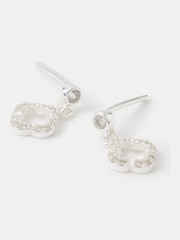 Accessorize 925 Sterling Silver Diamanté Clover Drop Earrings - Image 1 of 2