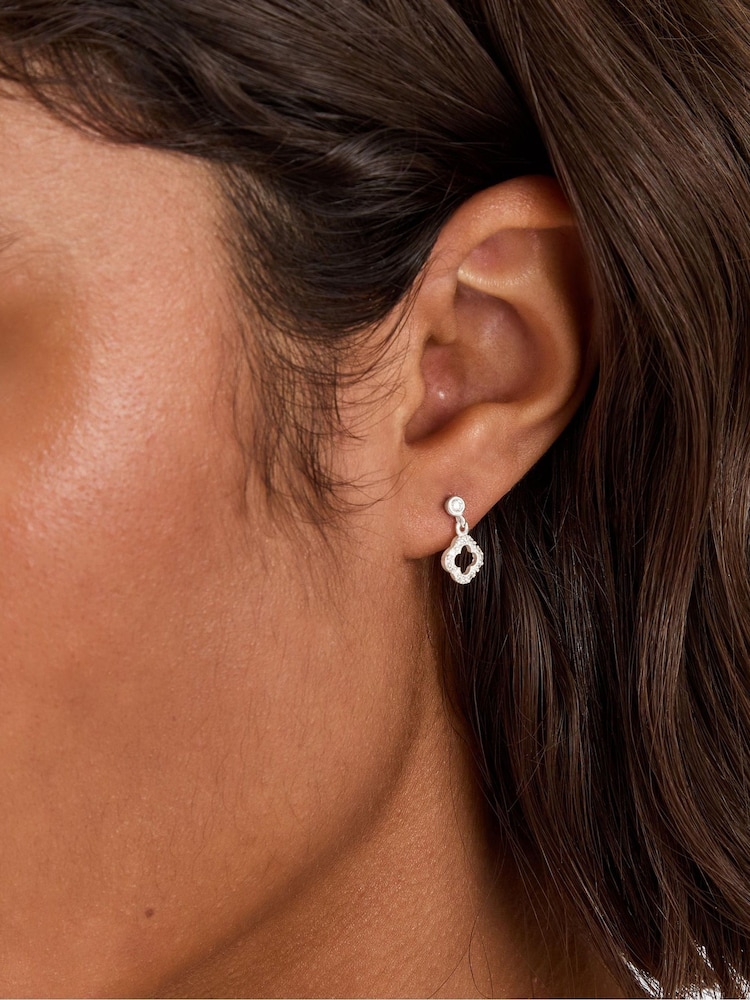 Accessorize 925 Sterling Silver Diamanté Clover Drop Earrings - Image 2 of 2