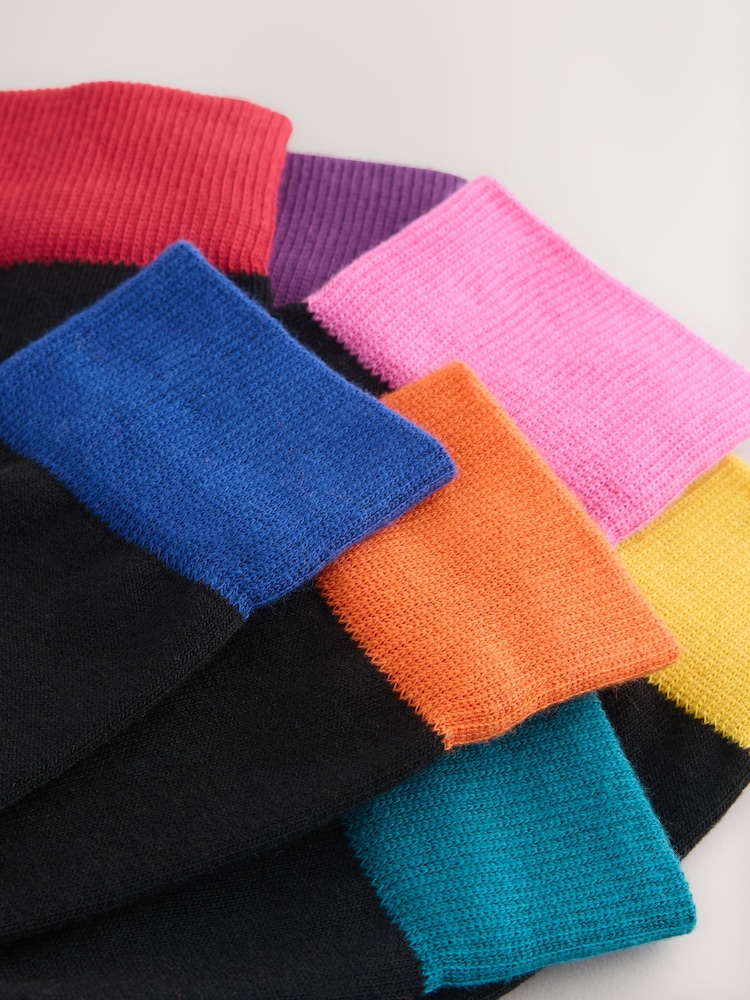 Black Checkered 7 Pack Cotton Rich Socks - Image 10 of 10