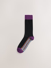 Black Checkered 7 Pack Cotton Rich Socks - Image 8 of 10
