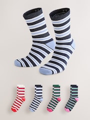 Blue/Green/Orange Stripe Pattern Sports Socks 4 Pack - Image 1 of 3