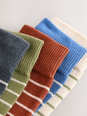 Blue/Neutral/Green Stripe Stripe Pattern Socks 5 Pack - Image 9 of 9