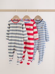 Blue Red Stripe Baby Sleepsuit 3 Pack (0mths-2yrs) - Image 1 of 12