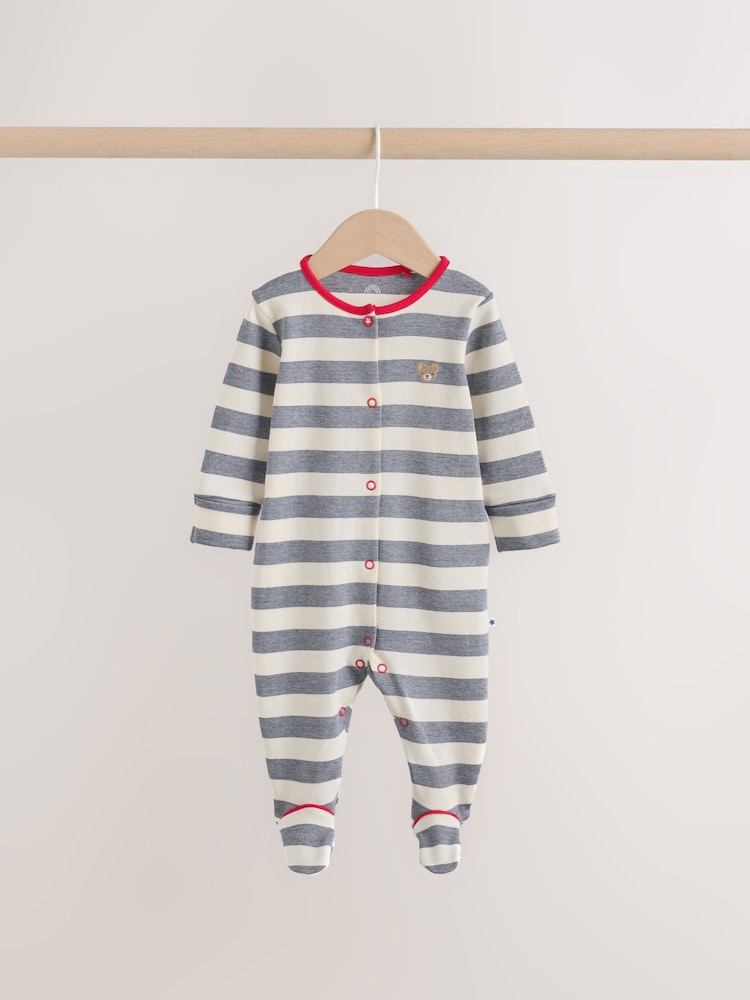 Blue Red Stripe Baby Sleepsuit 3 Pack (0mths-2yrs) - Image 2 of 12