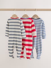 Blue Red Stripe Baby Sleepsuit 3 Pack (0mths-2yrs) - Image 5 of 12