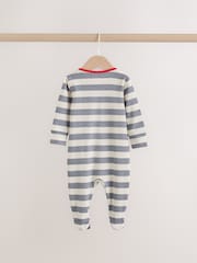 Blue Red Stripe Baby Sleepsuit 3 Pack (0mths-2yrs) - Image 6 of 12