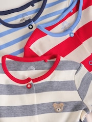 Blue Red Stripe Baby Sleepsuit 3 Pack (0mths-2yrs) - Image 8 of 12