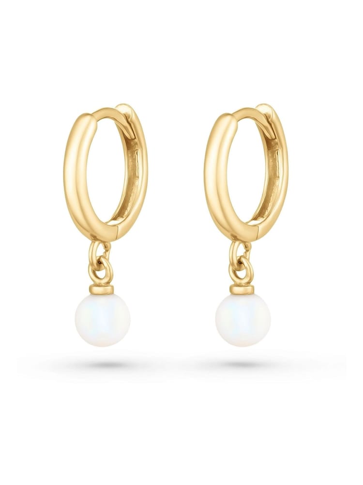 Beaverbrooks 9ct Yellow Gold Tone Freshwater Cultured Pearl Huggie Hoop Earrings - Image 2 of 4 Beaverbrooks 9ct Yellow Gold Tone Freshwater Cultured Pearl Huggie Hoop Earrings - Image 2 of 4
