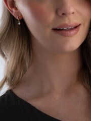 Beaverbrooks 9ct Yellow Gold Tone Freshwater Cultured Pearl Huggie Hoop Earrings - Image 4 of 4