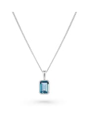 Beaverbrooks 9ct White Gold Plated Blue Topaz Pendant - Image 1 of 4