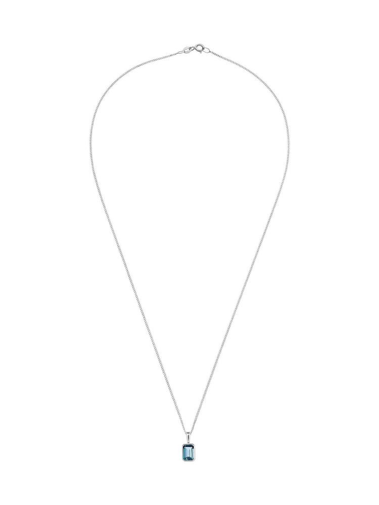Beaverbrooks 9ct White Gold Plated Blue Topaz Pendant - Image 2 of 4