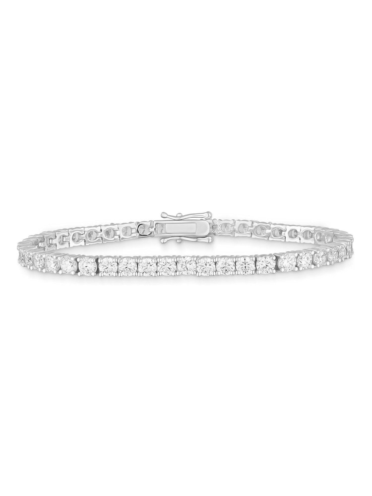 Beaverbrooks Sterling Silver Plated Cubic Zirconia Tennis Bracelet - Image 1 of 5