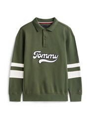 Tommy Hilfiger Green Varsity Appliqué Long Sleeve Polo Shirt - Image 3 of 6