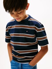 Tommy Hilfiger Blue Stripe Crew Neck T-Shirt - Image 4 of 5