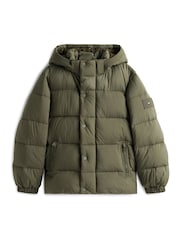 Tommy Hilfiger Green Mixed Texture Hooded Puffer Jacket - Image 5 of 5