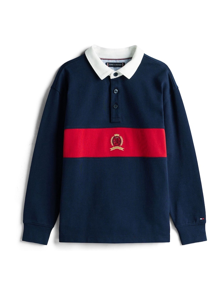 Tommy Hilfiger Blue Crest Long Sleeve Polo Shirt - Image 5 of 5