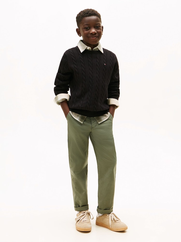 Tommy Hilfiger Green Essential Herringbone Cargo Trousers - Image 1 of 5 Tommy Hilfiger Green Essential Herringbone Cargo Trousers - Image 1 of 5