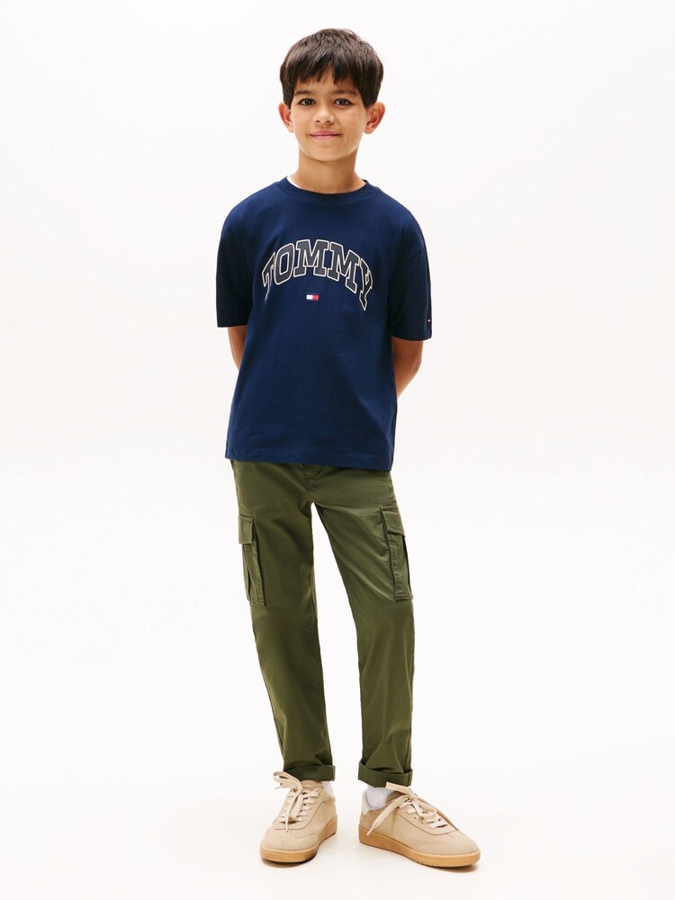 Tommy Hilfiger Blue Varsity Logo Crew Neck T-Shirt - Image 2 of 5 Tommy Hilfiger Blue Varsity Logo Crew Neck T-Shirt - Image 2 of 5