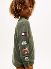 Tommy Hilfiger Green Multi-Badge Long Sleeve T-Shirt - Image 4 of 5