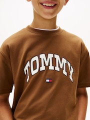 Tommy Hilfiger Brown Varsity Logo Crew Neck T-Shirt - Image 4 of 5