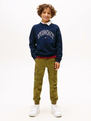 Tommy Hilfiger Blue Varsity Logo Print Crew Neck Sweattop - Image 3 of 5