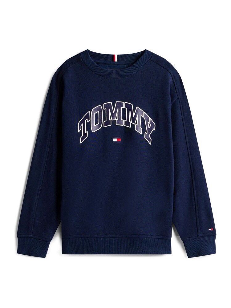 Tommy Hilfiger Blue Varsity Logo Print Crew Neck Sweattop - Image 5 of 5 Tommy Hilfiger Blue Varsity Logo Print Crew Neck Sweattop - Image 5 of 5