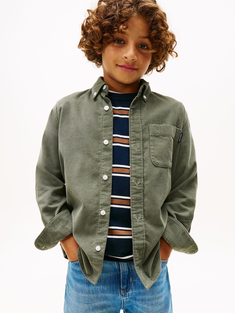 Tommy Hilfiger Green Regular Fit Corduroy Shirt - Image 1 of 5 Tommy Hilfiger Green Regular Fit Corduroy Shirt - Image 1 of 5