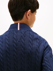Tommy Hilfiger Blue Half-Zip Cable Knit Jumper - Image 4 of 5