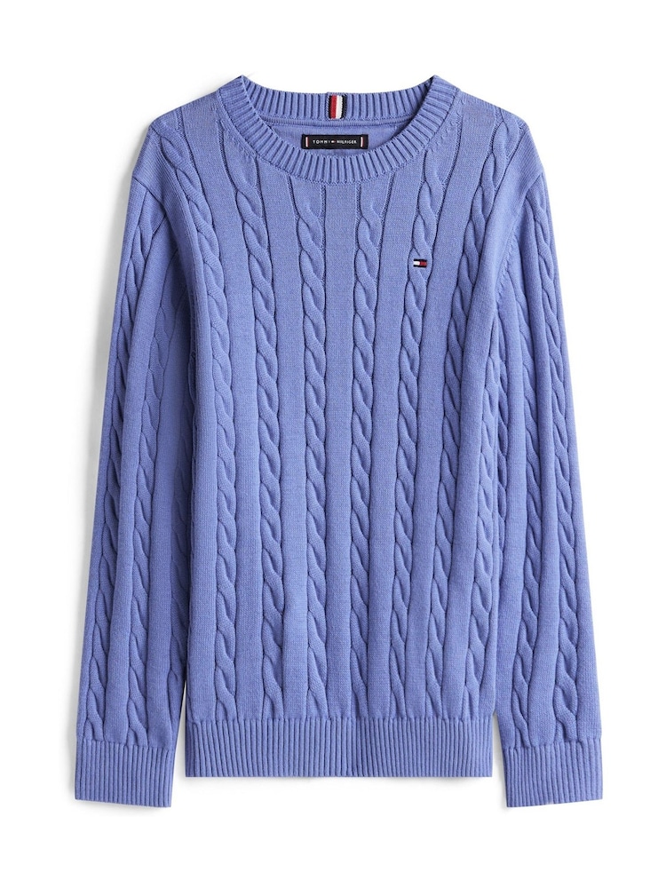 Tommy Hilfiger Blue Cable Knit Crew Neck Jumper - Image 5 of 5