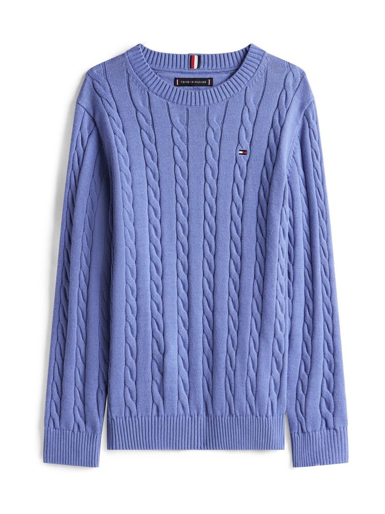 Tommy Hilfiger Blue Cable Knit Crew Neck Jumper - Image 5 of 5 Tommy Hilfiger Blue Cable Knit Crew Neck Jumper - Image 5 of 5