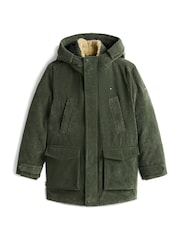 Tommy Hilfiger Green Corduroy Logo Patch Hooded Parka - Image 5 of 5