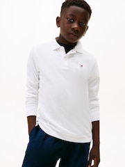 Tommy Hilfiger White Regular Fit Pique Long Sleeve Polo Shirt - Image 1 of 6