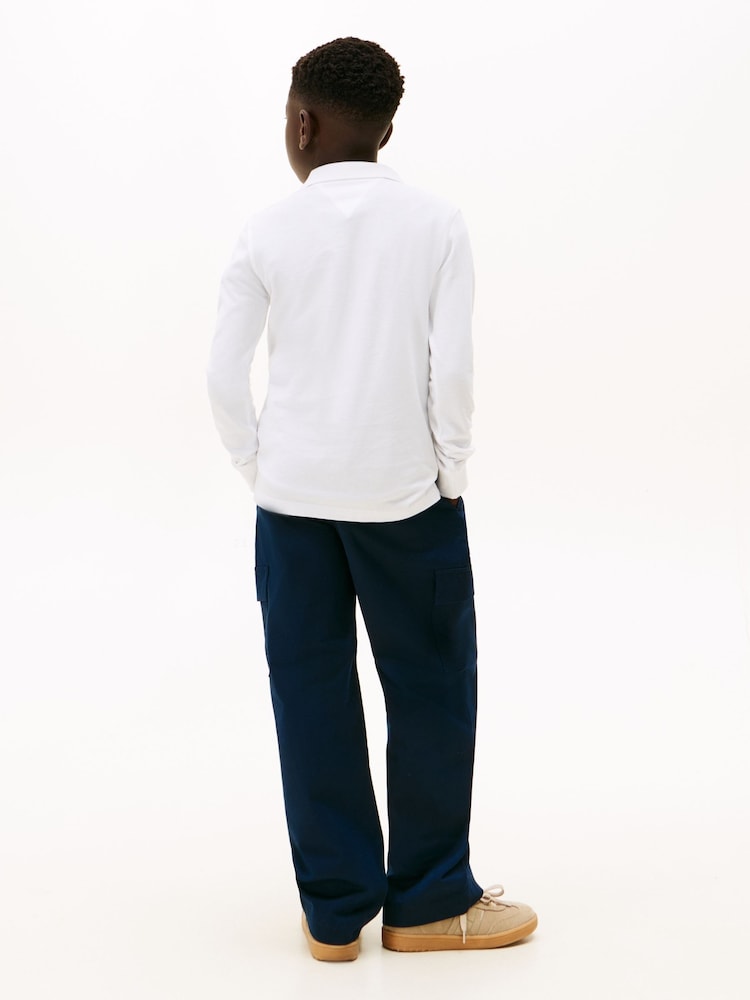 Tommy Hilfiger White Regular Fit Pique Long Sleeve Polo Shirt - Image 2 of 6
