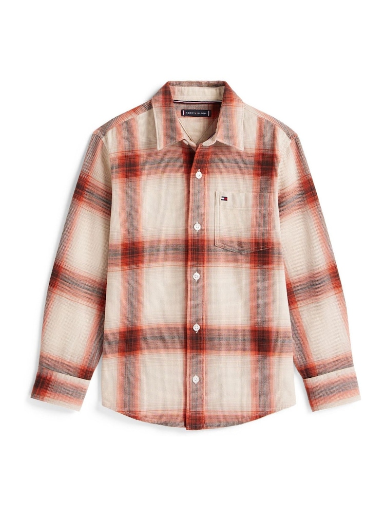 Tommy Hilfiger Brown Regular Fit Waffle Knit Check Shirt - Image 5 of 5 Tommy Hilfiger Brown Regular Fit Waffle Knit Check Shirt - Image 5 of 5