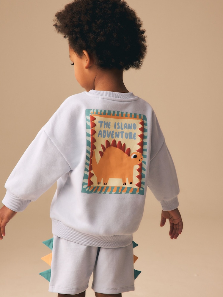 Blue Crew Neck Sweatshirt and Shorts Set (3mths-7yrs) (3mths-7yrs) - Image 1 of 5