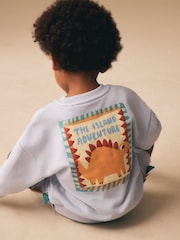 Blue Crew Neck Sweatshirt and Shorts Set (3mths-7yrs) (3mths-7yrs) - Image 3 of 5