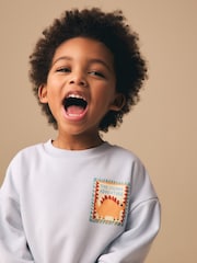 Blue Crew Neck Sweatshirt and Shorts Set (3mths-7yrs) (3mths-7yrs) - Image 4 of 5