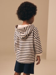 Ecru White Striped Textured Sweat Top and Shorts Set (3mths-7yrs) - Image 3 of 4