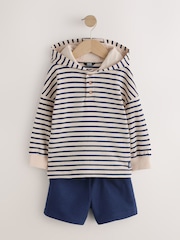 Ecru White Striped Textured Sweat Top and Shorts Set (3mths-7yrs) - Image 5 of 10