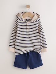 Ecru White Striped Textured Sweat Top and Shorts Set (3mths-7yrs) - Image 6 of 10