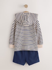 Ecru White Striped Textured Sweat Top and Shorts Set (3mths-7yrs) - Image 7 of 10