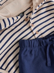 Ecru White Striped Textured Sweat Top and Shorts Set (3mths-7yrs) - Image 9 of 10