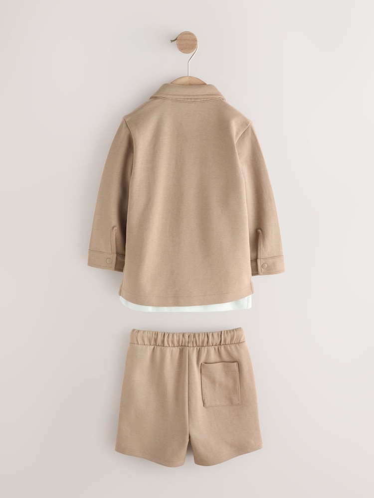 Tan Brown Jersey Shirt T-Shirt and Shorts Set (3mths-7yrs) - Image 2 of 5 Tan Brown Jersey Shirt T-Shirt and Shorts Set (3mths-7yrs) - Image 2 of 5