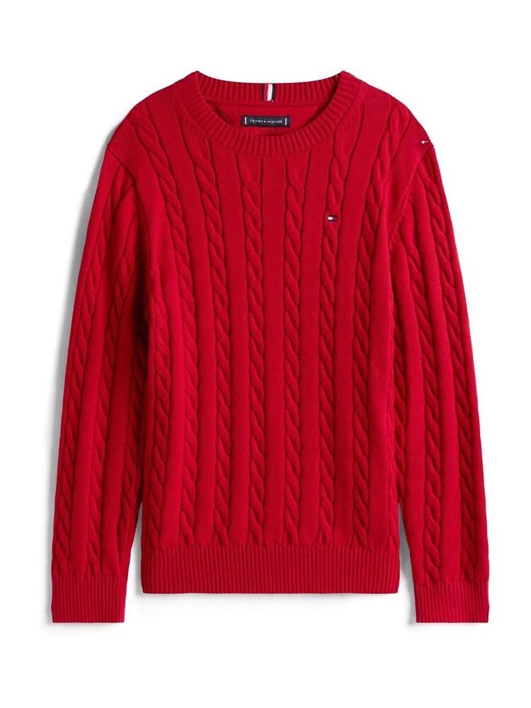 Tommy Hilfiger Red Cable Knit Crew Neck Jumper - Image 5 of 5 Tommy Hilfiger Red Cable Knit Crew Neck Jumper - Image 5 of 5