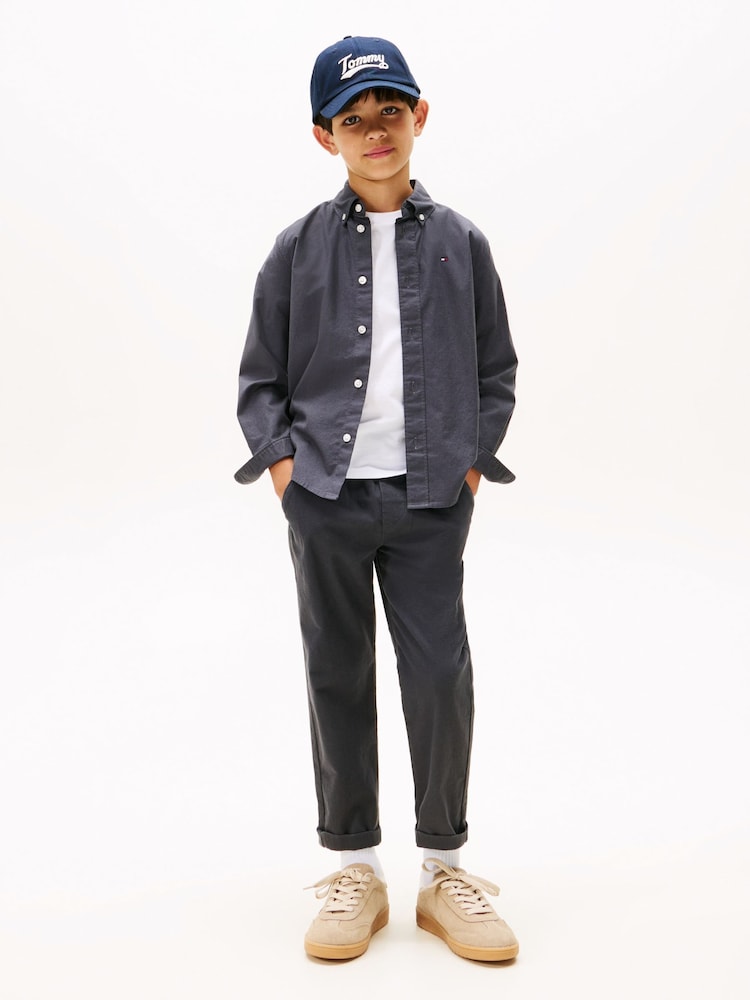 Tommy Hilfiger Black Essential Oxford Shirt - Image 2 of 5 Tommy Hilfiger Black Essential Oxford Shirt - Image 2 of 5