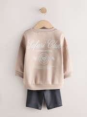 Dark Stone Crew Neck Sweatshirt and Leggings Set (3mths-7yrs) - Image 6 of 8